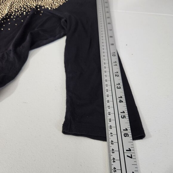 August Silk Womens Black quarter Sleeve Top W/ Gold Studded Design Large - Picture 9 of 12